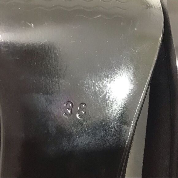 NORKA Black Suede Rhinestone Embellished High Heel Slip-On Pump Shoe NWOT Size 9 - Picture 9 of 11